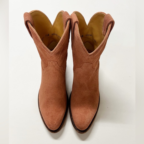 Tecovas The Lucy Suede Heeled Ankle Boots in Desert Rose 7.5 NWB - Picture 4 of 13